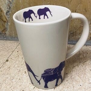 RARE David’s Tea purple elephant cream coloured 12oz troop mug - discontinued